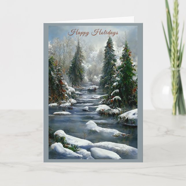Vinter Skogs Land Flod Jul  Kort (Framsida)