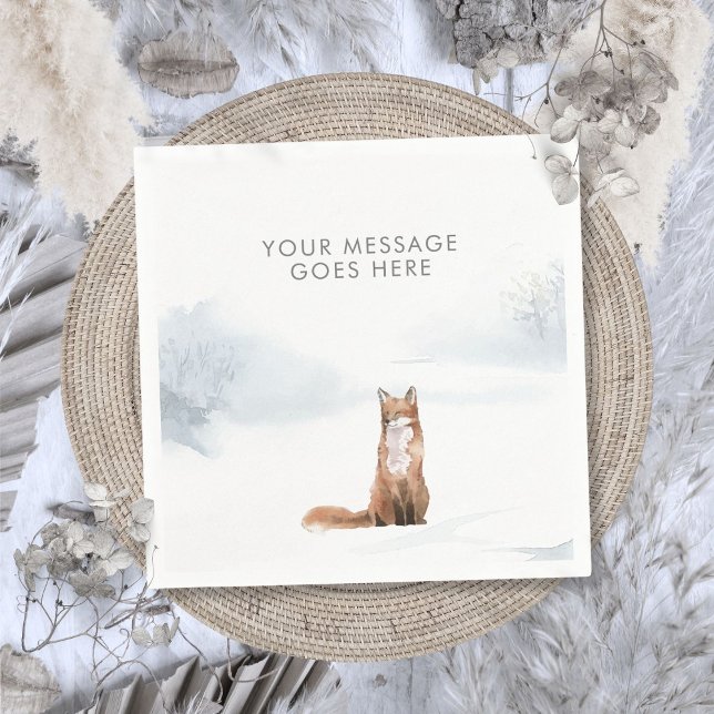 Vinter skogs scen räv jul högtider pappersservett (Winter Woodland Scene Fox Christmas Holidays Napkins)