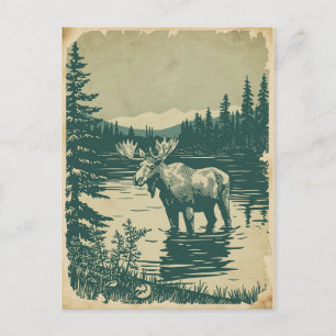 Vinter skogsälg vid sjön vykort