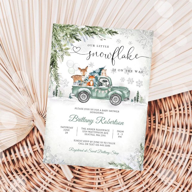 Vinter Skogsbil Baby Shower Inbjudan (Skapare uppladdad)