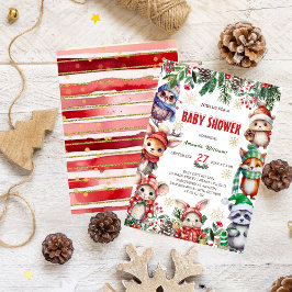 Vinter Skogsdjur Baby Shower Inbjudningar