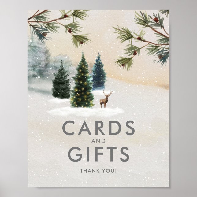 Vinter Skogsfest Kort och Present Affisch Skylt (Framsidan)