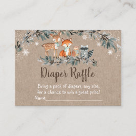 Vinter Skogsgrönska Baby Shower Blöja Lotteri Tilläggskort