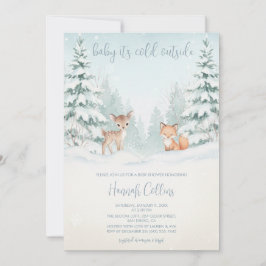 Vinter Skogsland Djur Baby Shower Inbjudningar