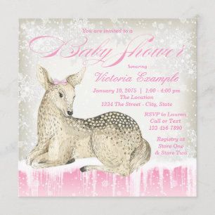 Vinter Skogsland Hjort Baby Shower Inbjudningar
