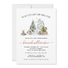 Vinter skogslandskap baby shower inbjudan