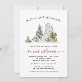 Vinter skogslandskap baby shower inbjudan