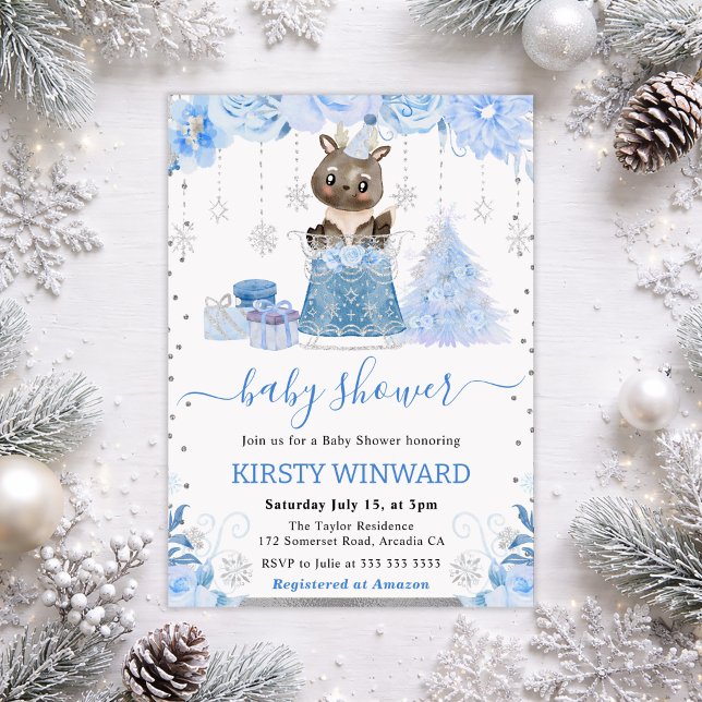Vinter Skogsmark Baby Shower för Hjort Inbjudningar (Skapare uppladdad)