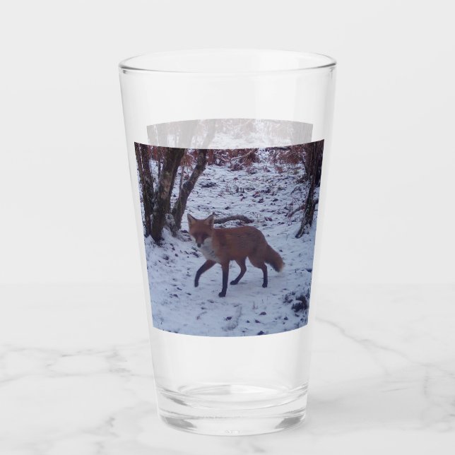 Vinter Skogsmark Röd Räv I Snö Fredlig Scen Glaskopp (Framsida)