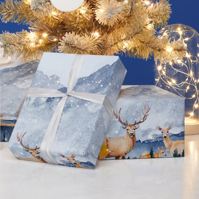 Vinter skogsmark, Skogsrenar Presentpapper (Helgdagar)