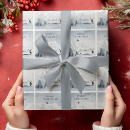 Vinter skogsmarker & berg Snöig scen jul Presentpapper
