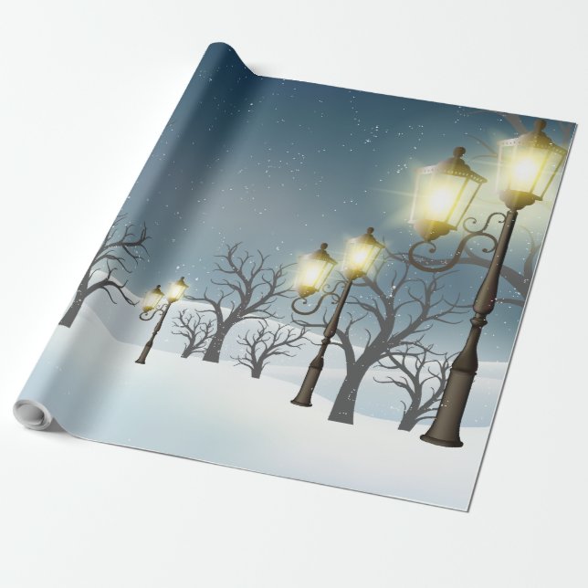 Vinter skogsmönster Inpackningspapper Presentpapper (Utrullad)
