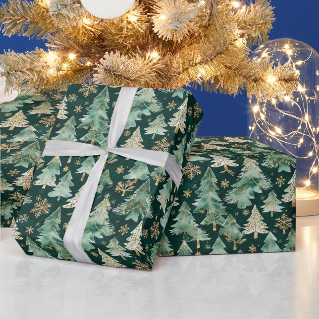 Vinter skogspapper på mörk bakgrund presentpapper (Helgdagar)