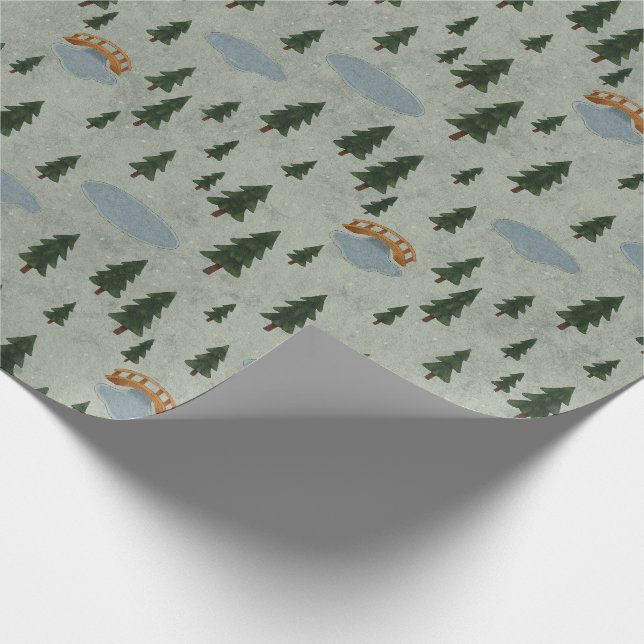 Vinter skogsvävnadspapper presentpapper (Hörn)