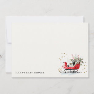 Vinter Sleigh Det är kallt ute Neutral baby shower Anteckningskort