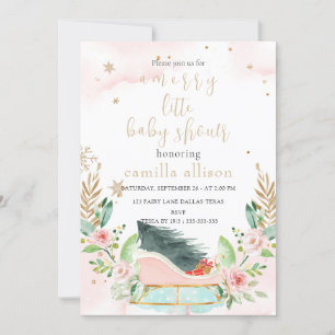 Vinter Sleigh God jul Baby Shower Inbjudningar