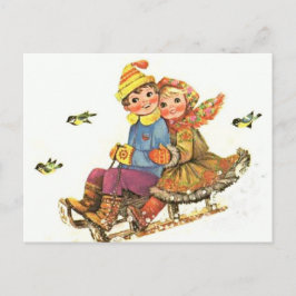 Vinter Sleigh Ride Vintage med vykort