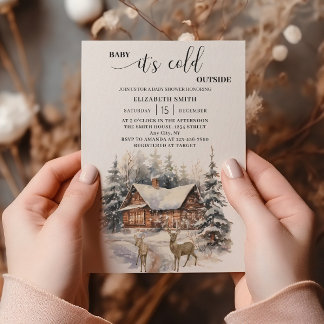 Vinter Snö Baby Det Är Kallt Utanför Babyfirande Inbjudningar