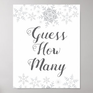 Vinter Snö Baby Shower gissar hur många speltecken Poster