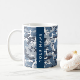 Vinter Snö Blå Kamouflage Ditt namn Anpassa Kaffemugg