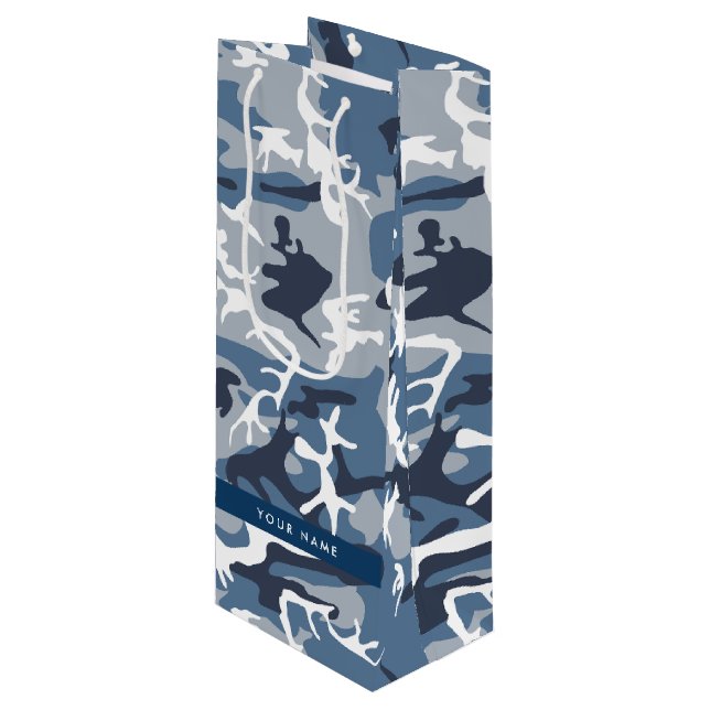 Vinter-Snö-blå kamouflage Ditt namn anpassar sig (Framsidan Vinklad)