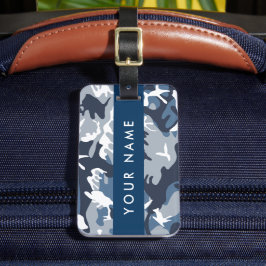 Vinter-Snö-blå kamouflage Ditt namn anpassar sig Bagagebricka