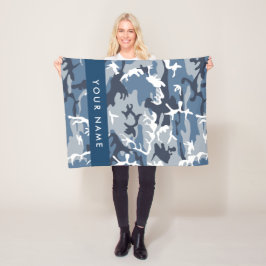 Vinter-Snö-blå kamouflage Ditt namn anpassar sig Fleecefilt