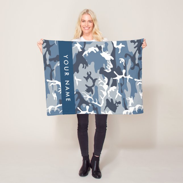 Vinter-Snö-blå kamouflage Ditt namn anpassar sig Fleecefilt (På plats)