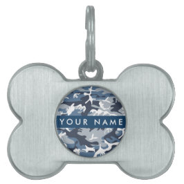 Vinter-Snö-blå kamouflage Ditt namn anpassar sig ID-bricka Husdjur