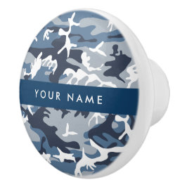 Vinter-Snö-blå kamouflage Ditt namn anpassar sig Knopp