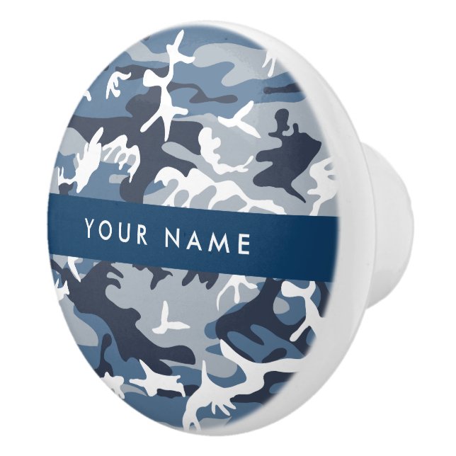 Vinter-Snö-blå kamouflage Ditt namn anpassar sig Knopp (Höger)