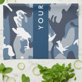 Vinter-Snö-blå kamouflage Ditt namn anpassar sig Kökshandduk