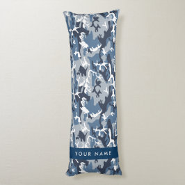 Vinter-Snö-blå kamouflage Ditt namn anpassar sig Kroppskudde