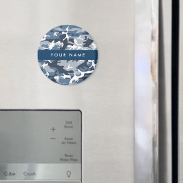 Vinter-Snö-blå kamouflage Ditt namn anpassar sig Magnet