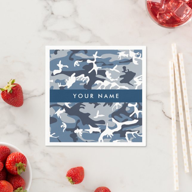 Vinter-Snö-blå kamouflage Ditt namn anpassar sig Pappersservett (Insitu)