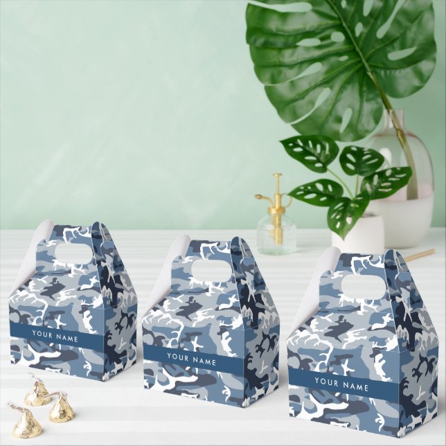 Vinter-Snö-blå kamouflage Ditt namn anpassar sig Presentaskar (Multipel)