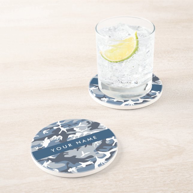 Vinter-Snö-blå kamouflage Ditt namn anpassar sig Underlägg (Sidan)