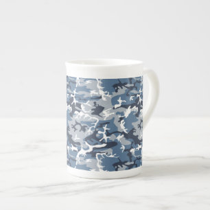 Vinter Snö Blå Kamouflage, Militär, Armé Benporslin Mugg