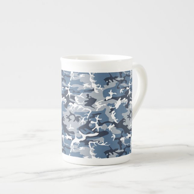 Vinter Snö Blå Kamouflage, Militär, Armé Benporslin Mugg (Framsida höger)