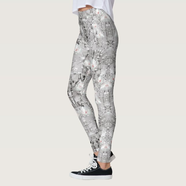 Vinter Snö Blommönster Leggings (Vänster)