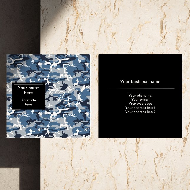 Vinter Snö Blue Camouflage, militär, armé Fyrkantigt Visitkort (Skapare uppladdad)