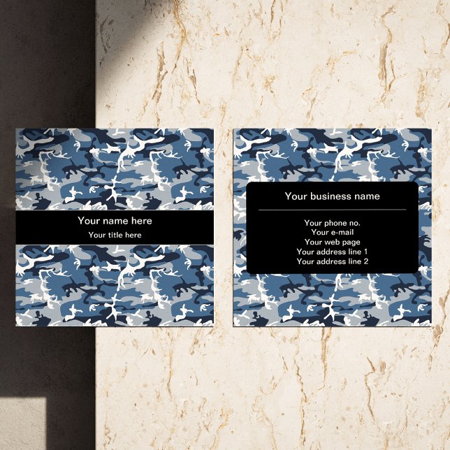Vinter Snö Blue Camouflage, militär, armé Fyrkantigt Visitkort (Skapare uppladdad)