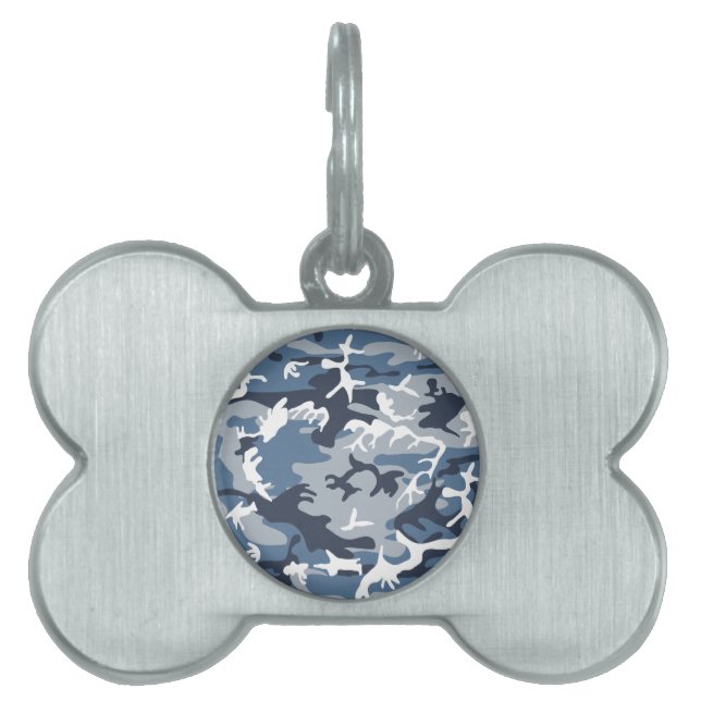 Vinter Snö Blue Camouflage, militär, armé ID-bricka Husdjur (Framsidan)