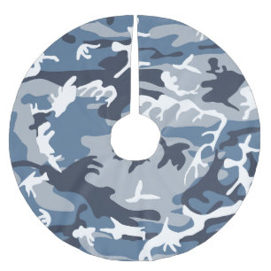 Vinter Snö Blue Camouflage, militär, armé Julgransmatta Borstad Polyester