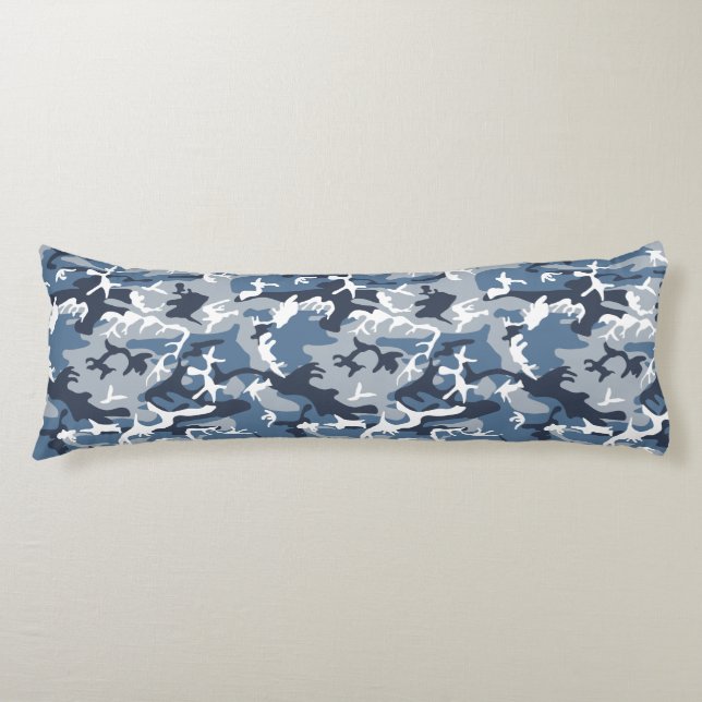 Vinter Snö Blue Camouflage, militär, armé Kroppskudde (Framsidan)