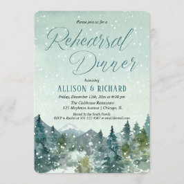 Vinter snö faller bergen vid rustiska repetitionsm inbjudningar