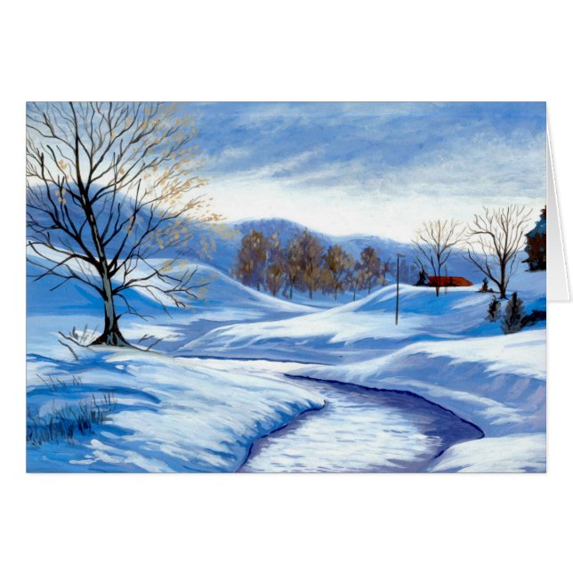 Vinter-Snö-färdkort Hälsningskort (Framsidan Horizontal)