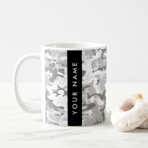 Vinter Snö Grå Kamouflage Ditt namn Anpassa Kaffemugg