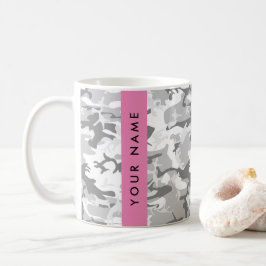 Vinter Snö Grå Kamouflage Ditt namn Anpassa Kaffemugg