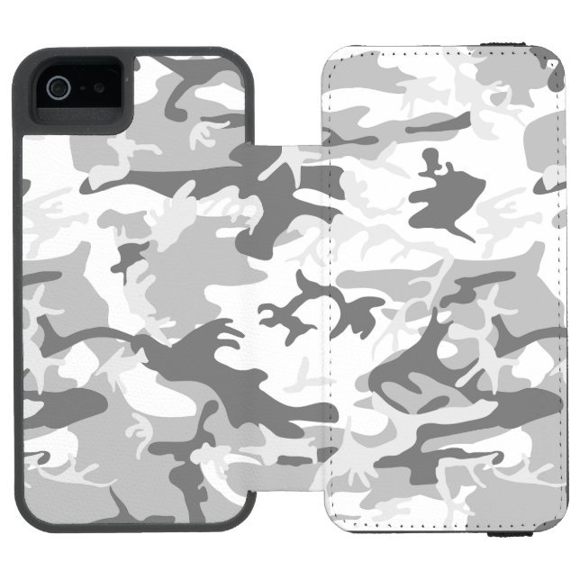 Vinter Snö Grå Kamouflage, Militär, Armé Incipio iPhone Wallet Skal (Folio Öppen)